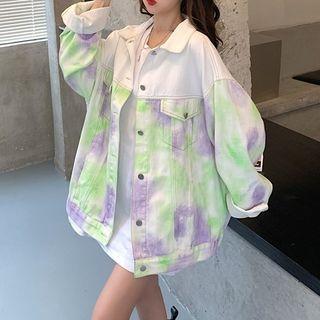 Tie Dye Denim Jacket White - One Size