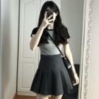 Two-tone T-shirt / Pleated Skirt