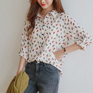 Foliage-patterned Chiffon Blouse