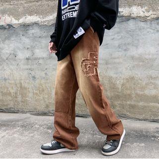 Lettering Tie Dye Loose Fit Jeans