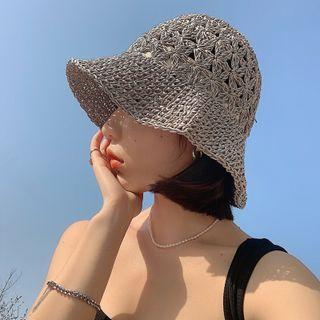 Straw Bucket Hat Gray - One Size
