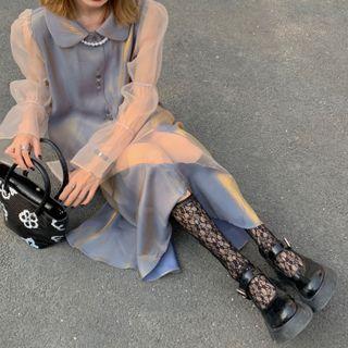 Mesh Panel Shirt / A-line Skirt