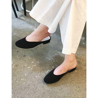 Oval-toe Faux-suede Mules