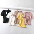 Single-button Short-sleeve Knit Top
