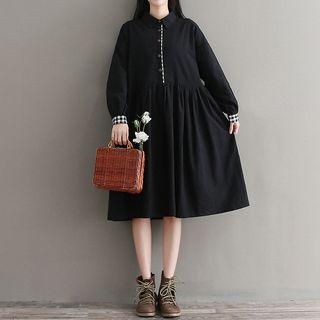 A-line Shirtdress With Plaid Sash