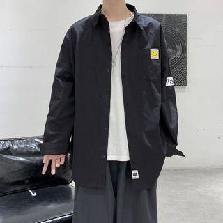 Smiley Face Printed Lettering Shirt