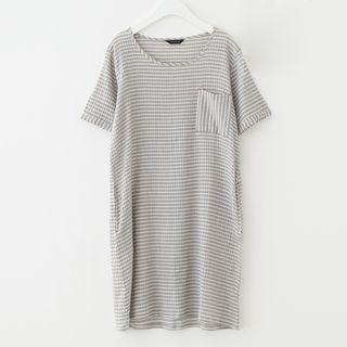Pinstriped Short Sleeve T-shirt Dress