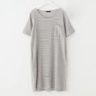 Pinstriped Short Sleeve T-shirt Dress