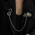 Chained Alloy Brooch Silver - One Size