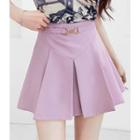 Horsebit Box-pleat Miniskirt