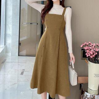 Set: Midi Jumper Dress + Mock Neck Top