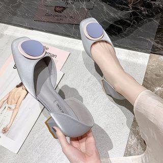 Block-heel Disc Accent Sandals