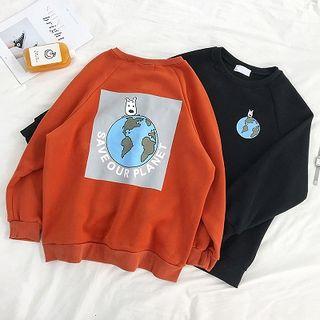 Picture Printed Crewneck Long-sleeve Sweatshirt