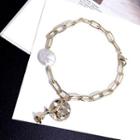 Faux Pearl Alloy Chain Bracelet Gold - One Size