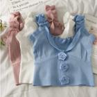 Rose-accent Ruffle-trim Knit Tank Top In 5 Colors