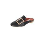 Square-toe Buckled Backless Loafers
