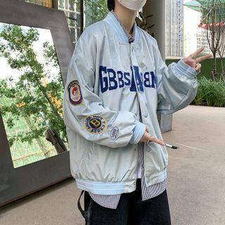 Long-sleeve Lettering Badge Baseball Jacket