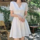 Eyelet Lace Short-sleeve Mini A-line Dress