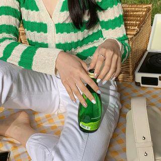 V-neck Striped Textured Cardigan