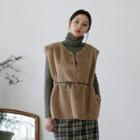 Open-front Belted Faux-fur Vest