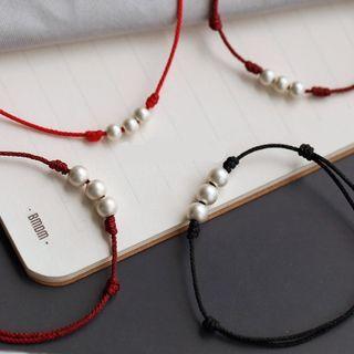 Bead Sterling Silver Red String Bracelet