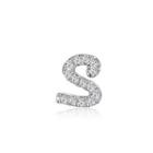 Left Right Accessory - 9k White Gold Initial S Pave Diamond Single Stud Earring (0.03cttw)