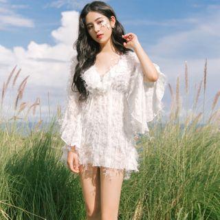 Set: High Waist Bikini + Fringed Cover-up