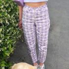 Floral Print Gingham Straight-leg Pants