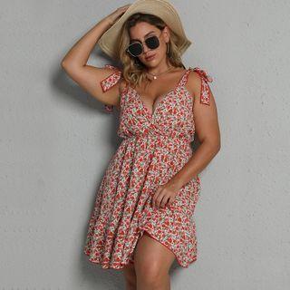 Plus Size Sleeveless Floral A-line Dress