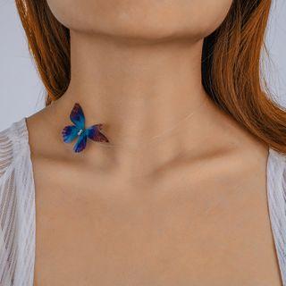 Mesh Butterfly Fishing Line Choker Blue - One Size