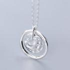 925 Sterling Silver Textured Disc Pendant Necklace S925 Sterling Silver Pendant Necklace - One Size