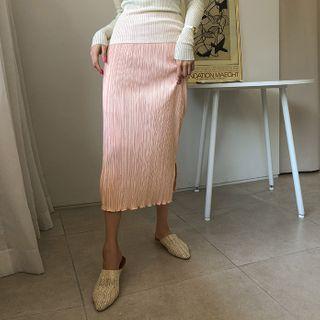 Crystal-pleat H-line Long Skirt
