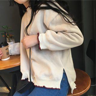 Ruffle Plain Long-sleeve Sweatshirt