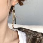 Scallop Leaf Fringed Earring Silver Hook - Branches - Gold - One Size