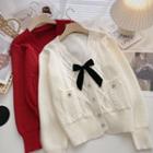 Long-sleeve Bow-accent Cardigan