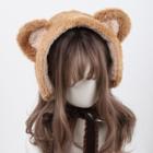 Bear Ear Bonnet Hat Coffee - One Size