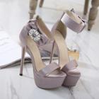 Bow Accent Embellished Heel Sandals