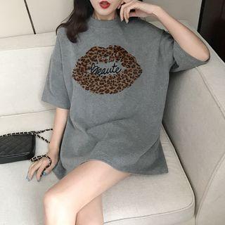 Printed Short-sleeve T-shirt Gray - One Size