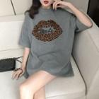 Printed Short-sleeve T-shirt Gray - One Size