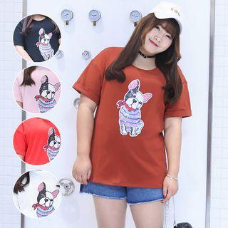 Sequined Dog Short-sleeve T-shirt