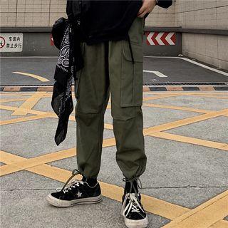 Gather-cuff Side-pocket Cargo Pants
