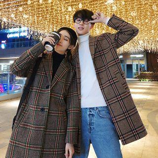 Couple Matching Plaid Buttoned Coat