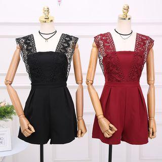 Lace Panel Wide-leg Playsuit