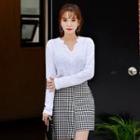 Cut-out V-neck T-shirt