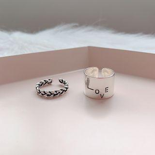 925 Sterling Silver Open Ring / Love Lettering Open Ring