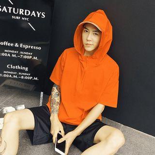 Hooded Elbow Sleeve T-shirt