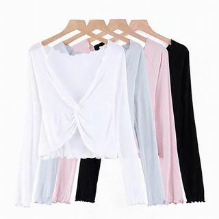 Long-sleeve Twisted Ribbed Crop Top