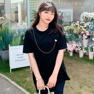 Short-sleeve Plain Chain T-shirt