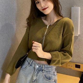 Zip Detail Cropped Sweater