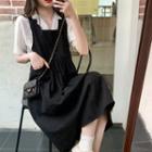 Short-sleeve Plain Shirt / Overall Dress